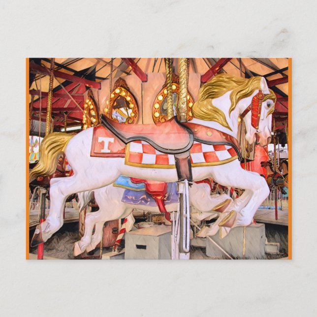 Postal Pintura de aceite de caballo de Carrusel de Tennes (Anverso)
