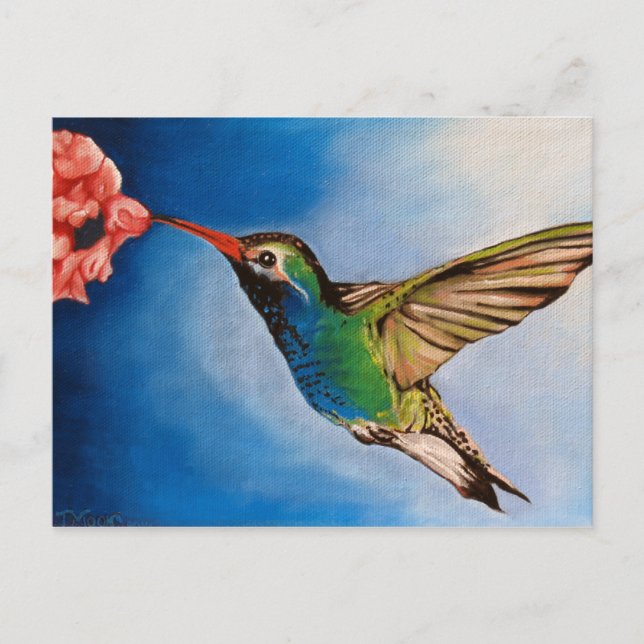Postal Pintura de aceite de colibrí (Anverso)