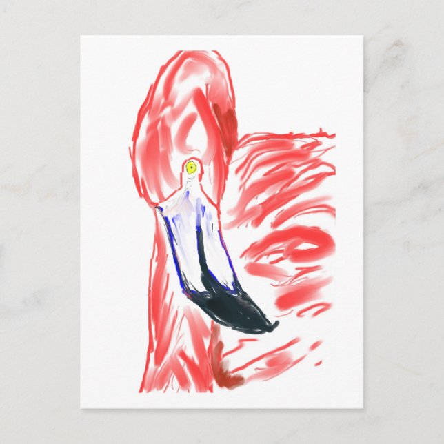 Postal Pintura de aceite de flamenco rosa (Anverso)