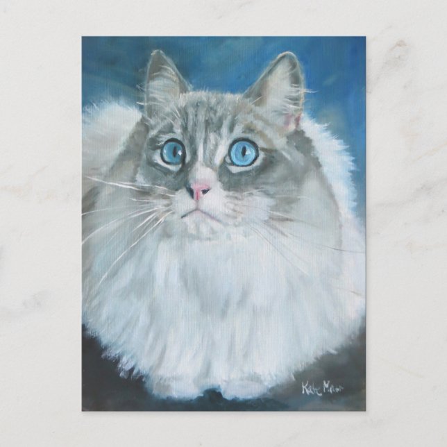 Postal Pintura de aceite de gato de Ragdoll (Anverso)