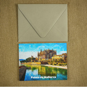 Postal Pintura de aceite de Palma de Mallorca Baleares