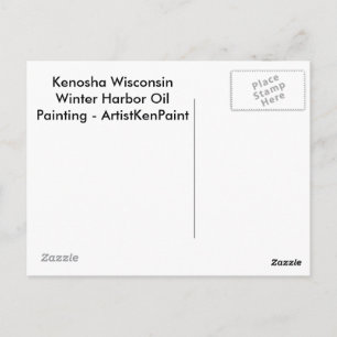 Postal Pintura de aceite del puerto invernal de Kenosha W