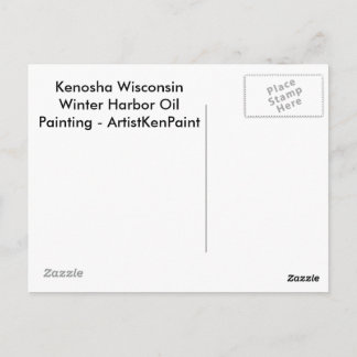 Postal Pintura de aceite del puerto invernal de Kenosha W