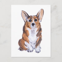 Pintura de acuarela Corgi sumie