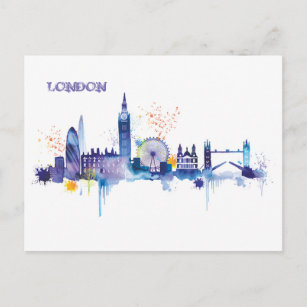 Postal Pintura de acuarela de arte de Londres