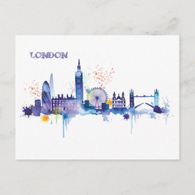 Postal Pintura de acuarela de arte de Londres (Anverso)