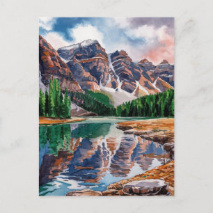 Postal Pintura de acuarela de Banff National Park Canada