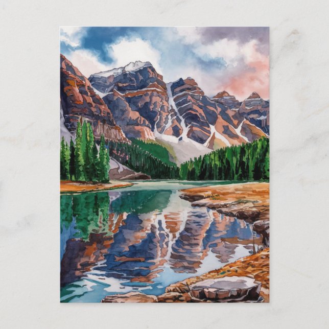 Postal Pintura de acuarela de Banff National Park Canada (Anverso)