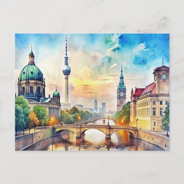 Postal Pintura de acuarela de Berlín (Anverso)