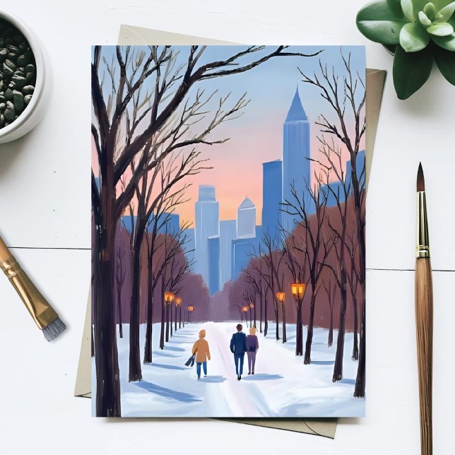 Postal Pintura de Acuarela de Invierno de Boston Common (Subido por el creador)