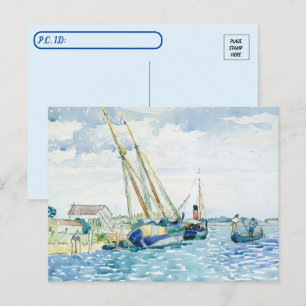 Postal Pintura de acuarela de la escena marina de posttra