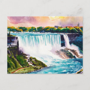 Postal Pintura de acuarela de las cataratas del Niágara