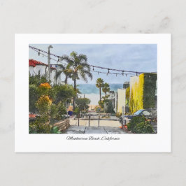 Postal Pintura de acuarela de Manhattan Beach California