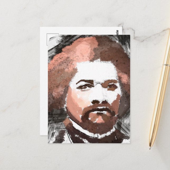 Postal Pintura de acuarela de oro de Frederick Douglass (Anverso/Reverso In Situ)