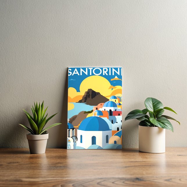 Postal Pintura de acuarela de Santorini Grecia (Subido por el creador)
