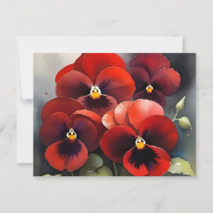 Postal pintura de acuarela de tonos rojos de bonito