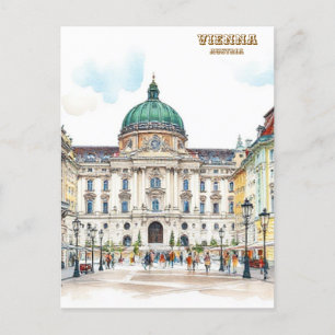 Postal Pintura de acuarela de Viena Austria