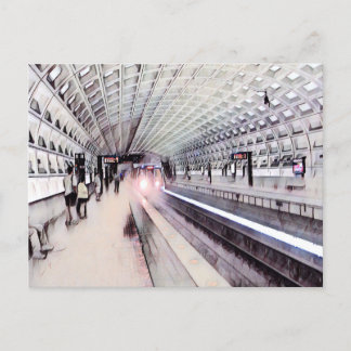 Postal Pintura de acuarela del metro de Washington