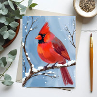 Pintura de Acuarela del Pájaro Rojo Cardinal de In