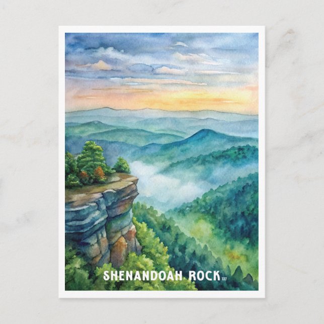 Postal Pintura de acuarela del Parque Nacional de la Roca (Anverso)