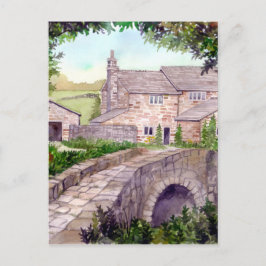 Postal Pintura de acuarela del puente de piedra