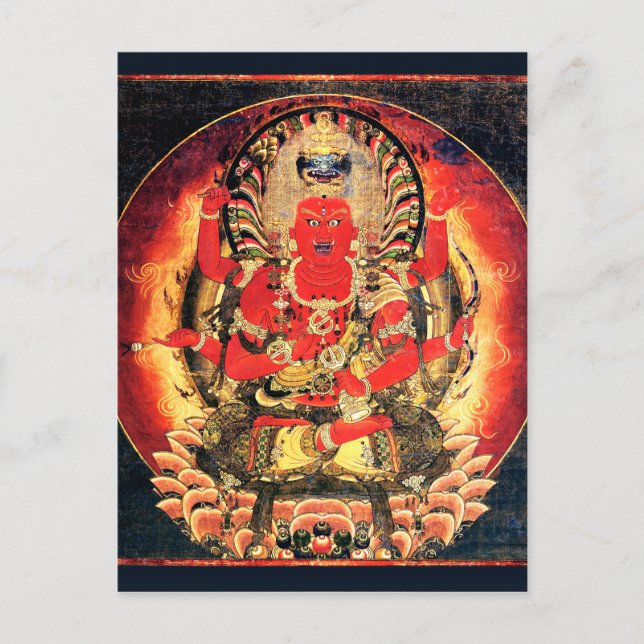 Postal Pintura de Aizen Myoo, budista del siglo XIV (Anverso)