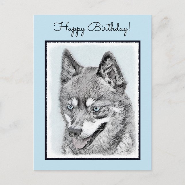 Postal Pintura de Alaskan Klee Kai - Arte Perro Original. (Anverso)