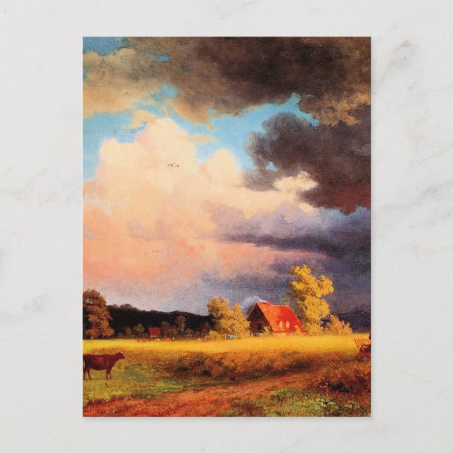 Postal pintura de Albert Bierstadt, paisaje bávaro (Anverso)