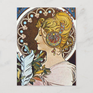 Postal Pintura de Alphonse Mucha