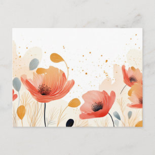 Postal Pintura de amapola roja acuarela