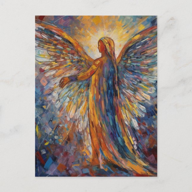 Postal Pintura de Ángel Colorida (Anverso)
