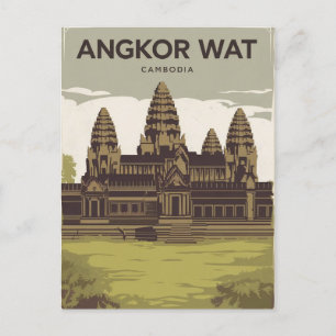 Postal Pintura de Angkor Wat Camboya