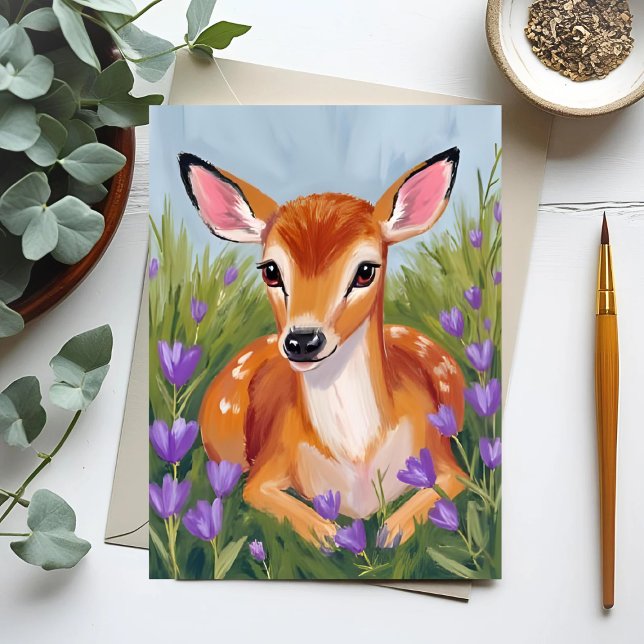 Postal Pintura de animales Baby Deer Fawn (Subido por el creador)