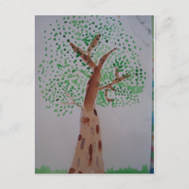 Postal Pintura de árbol de acuarela (Anverso)