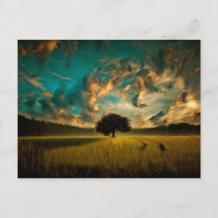 Postal Pintura de árbol solitario