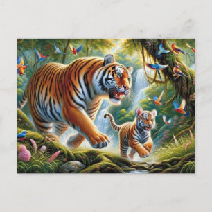 Postal Pintura de armonía de la jungla tropical