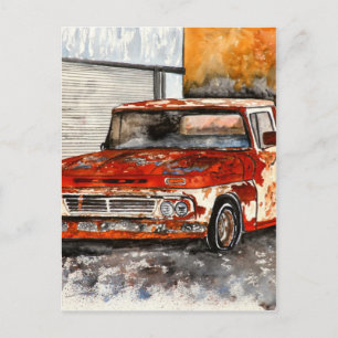 Postal pintura de arte antiguo de chevy chrevrolet truck