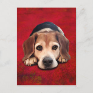 Postal Pintura de arte beagle Bella Artes Dog