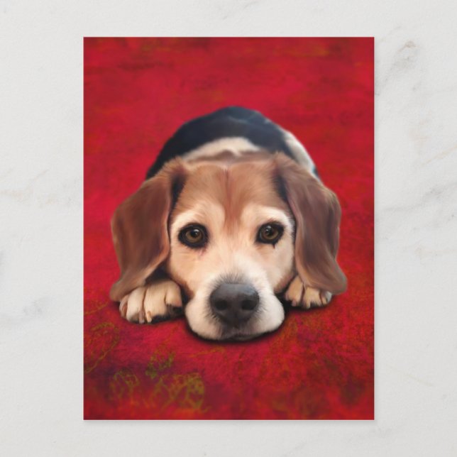 Postal Pintura de arte beagle Bella Artes Dog (Anverso)