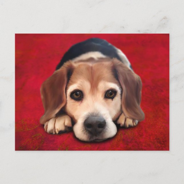Postal Pintura de arte beagle Bella Artes Dog (Anverso)