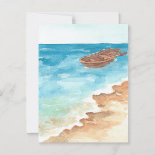 Postal Pintura de arte de la acuarela de mar azul