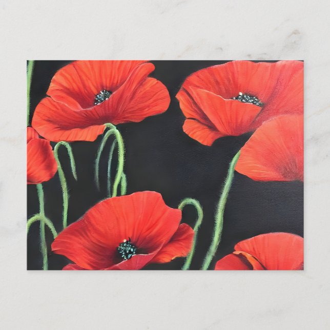 Postal Pintura de arte de Red Poppies (Anverso)