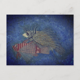 Postal Pintura de arte del pescado con suerte