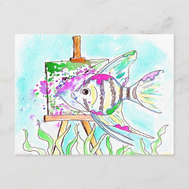 Postal Pintura de artista de Angelfish (Anverso)