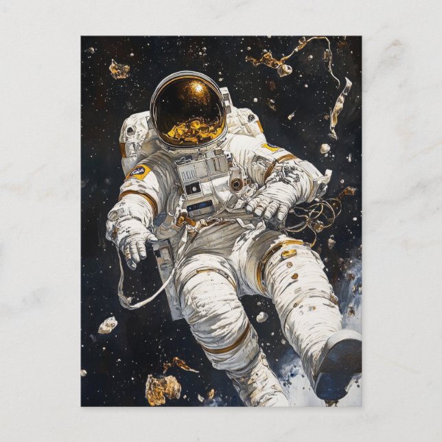 Postal Pintura de astronauta (Anverso)