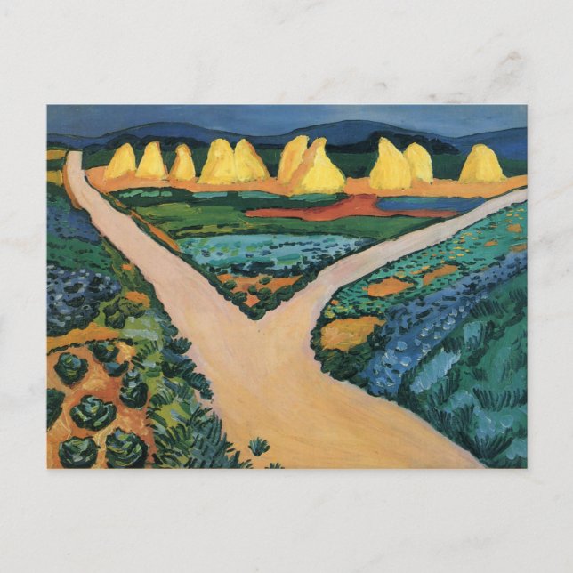 Postal Pintura de August Macke, Campos de Verduras (Anverso)