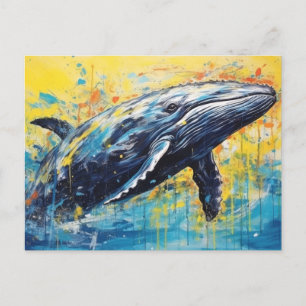 Postal Pintura de ballenas de arte moderno
