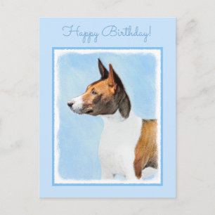 Postal Pintura de Basenji - Arte Original Lindo