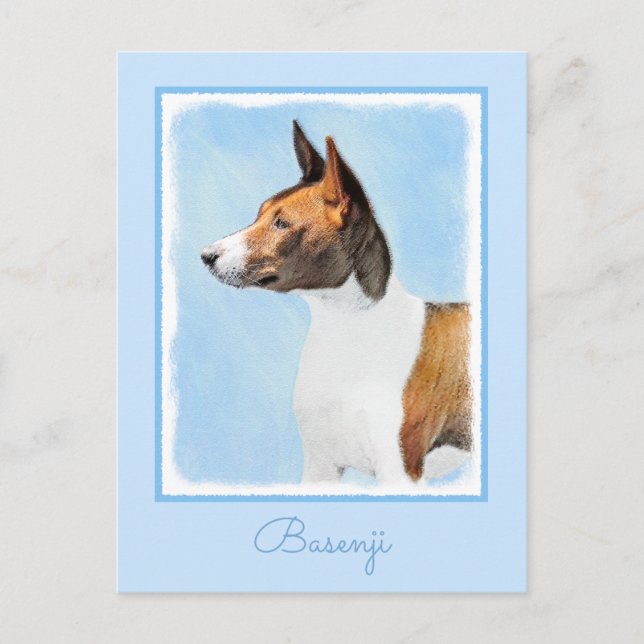 Postal Pintura de Basenji - Arte original muy bonito (Anverso)