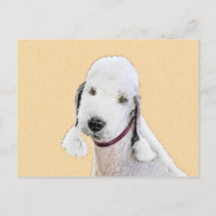 Postal Pintura de Bedlington Terrier - Original Perro Art